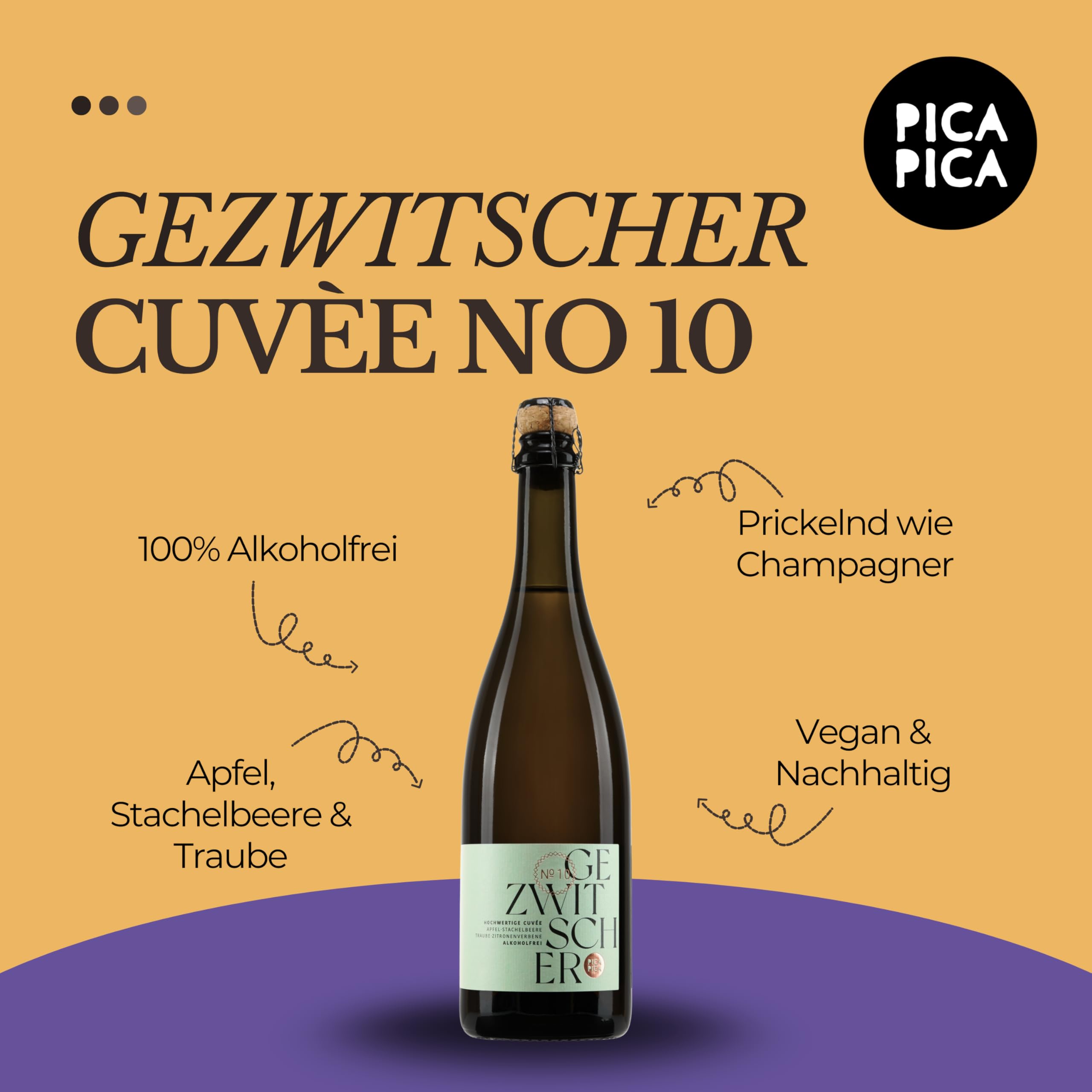 GEZWITSCHER CUVÉE Probierpaket alkoholfrei trocken 12er-Set vegan | feinperlig, vegan, nachhaltig und ideal zum Probieren | mit gratis Sektverschluss | Alkoholfreier Genuss mit vollem Geschmack