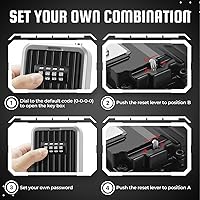 Vista 6 de Flexzion Caja de bloqueo de llaves – Caja de seguridad portátil para llaves al aire libre – Caja de bloqueo de combinación de código de 4 dígitos