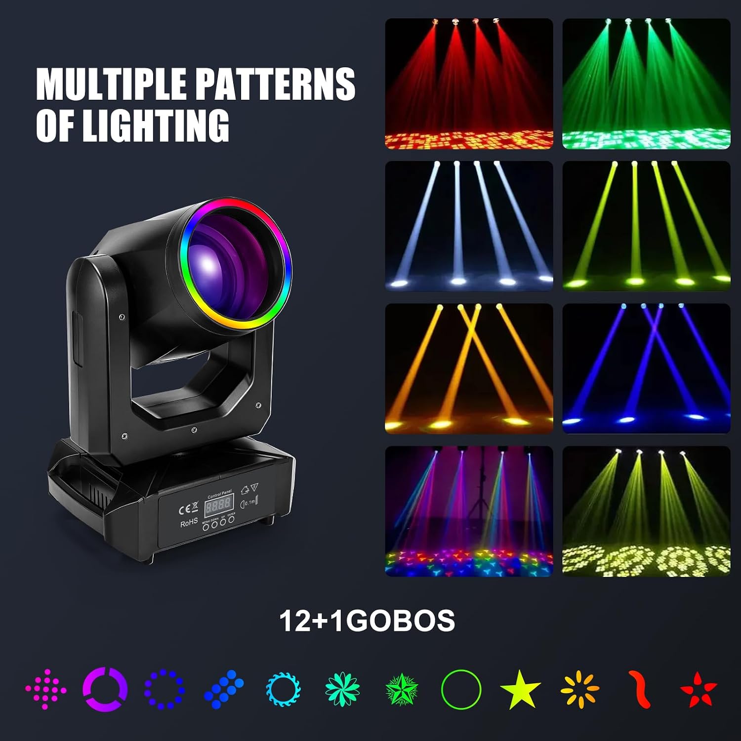 150W Moving Head DJ Light, GOBO Prism LED Beam Stage Lighting image 3