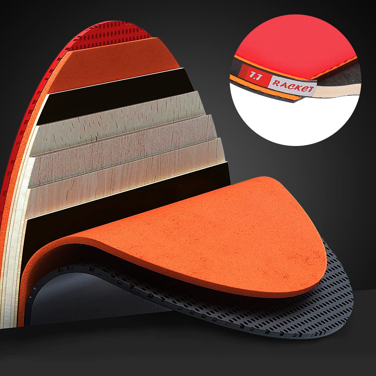4Pack Set da ping pong, Tencoz Racchette da ping pong Set da ping pong Racchette da ping pong da allenamento Set da 4 racchette da ping pong Premium + 6 palline da ping pong + 1 borsa portatile