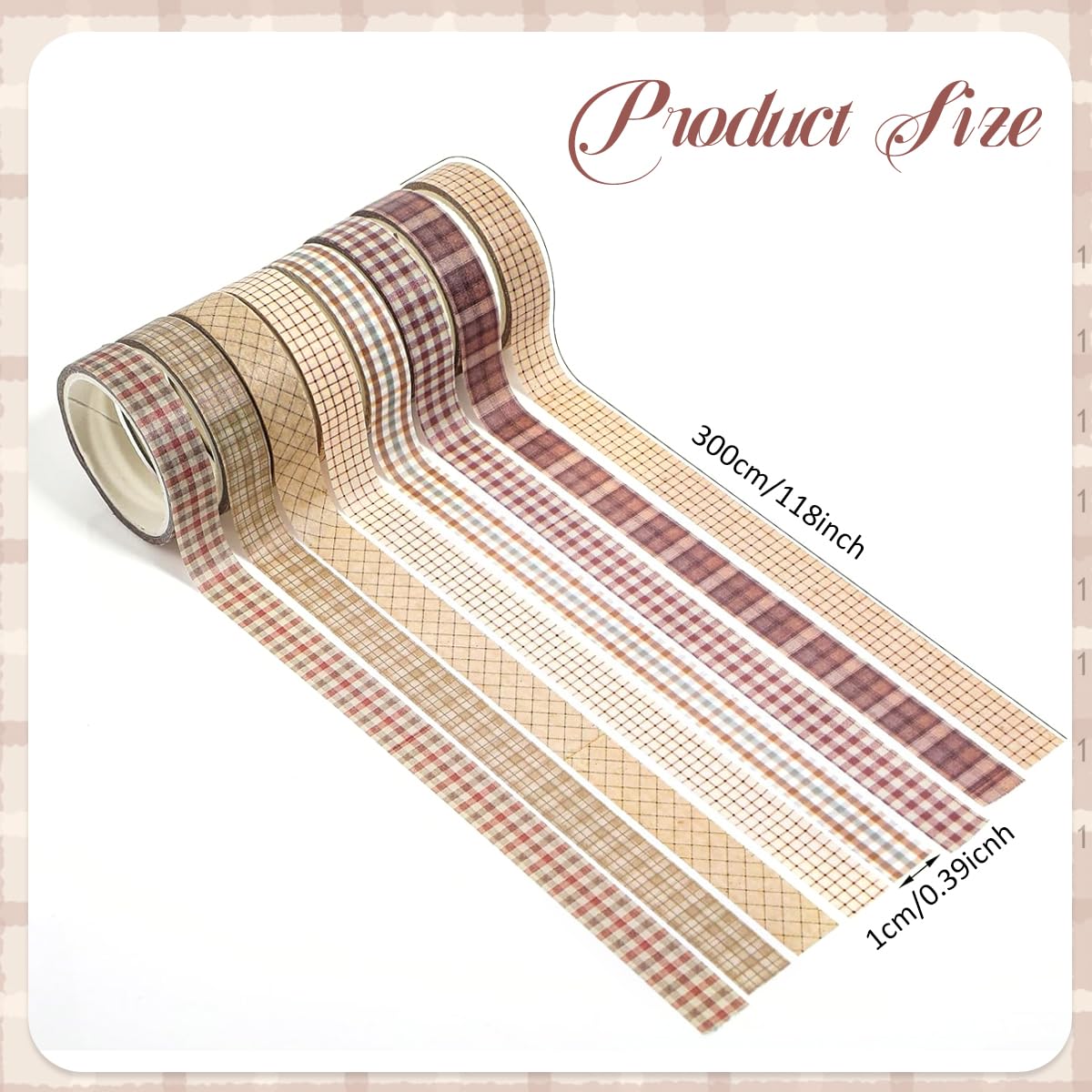 Vintage Plaid Washi Tape Set - 8 Rolls -2 Vintage Plaid Washi Tape Set - 8 Rolls -2