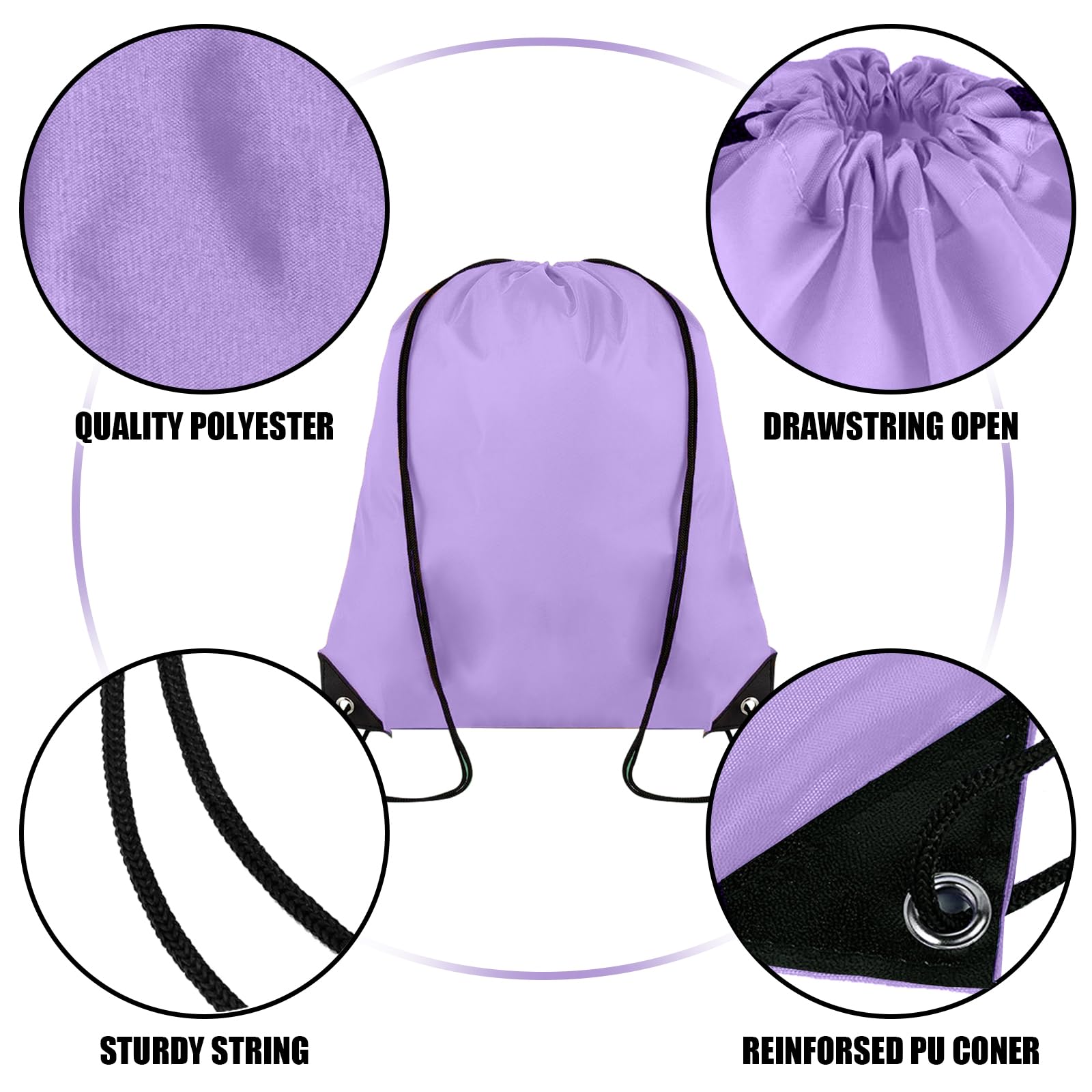 Grneric Sac à dos avec cordon de serrage 20 couleurs en vrac pour salle de sport, fête, voyage