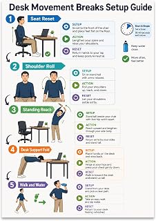 Desk Movement Breaks Setup Guide Poster - Office Wellness - 13x19