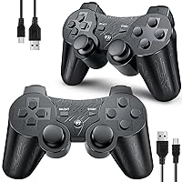 Vista 9 de OKHAHA 2 Pack Wireless Controller Compatible with PlayStation 3 (PS3), Bluetooth, Rechargeable with Motion Sensor (No Stripes, Blue + Red)