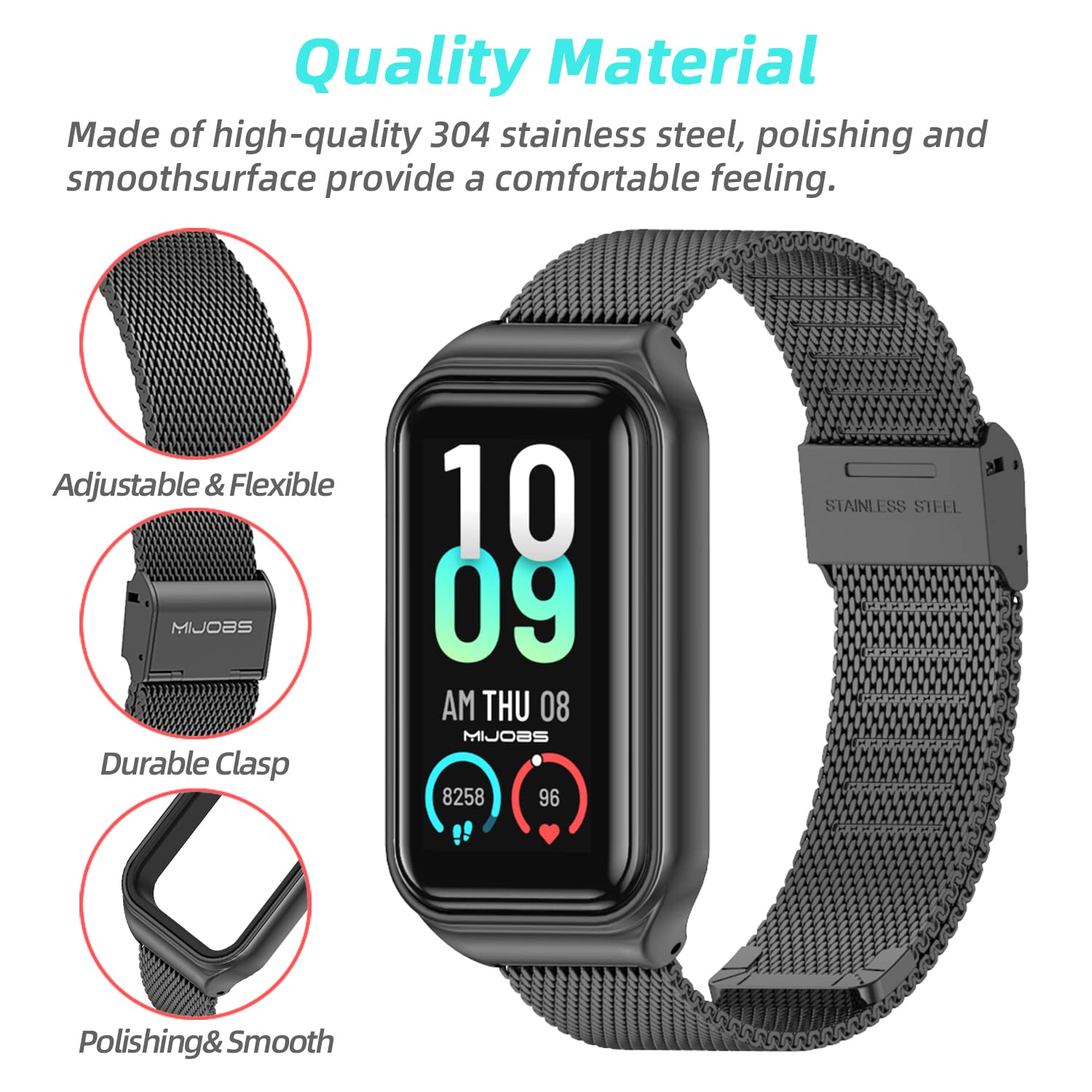 Correa de repuesto de metal para Amazfit Band 7, compatible con Amazfit 7 Fitness Tracker 4