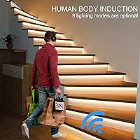 Vista 4 de Controlador de luz de escalera con sensor de movimiento para interiores, con cable con tira de luz LED COB cortable de 20 pulgadas, sistema