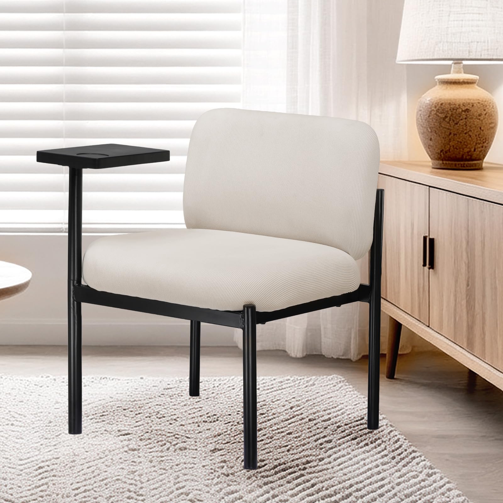 COMHOMA Fauteuil de Relaxation Moderne rembourré avec Pieds en métal, canapé Simple pour Salon, Chambre à Coucher, Jardin, Beige