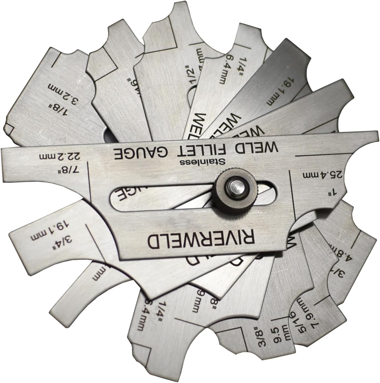 7piece Fillet Weld Set Gage Rl Gauge Depth Gauges Welding Inspection Test Ulnar Metric & Inch MG-11 With Markings on Both Sides Checking Fillet Leg and Throat Size