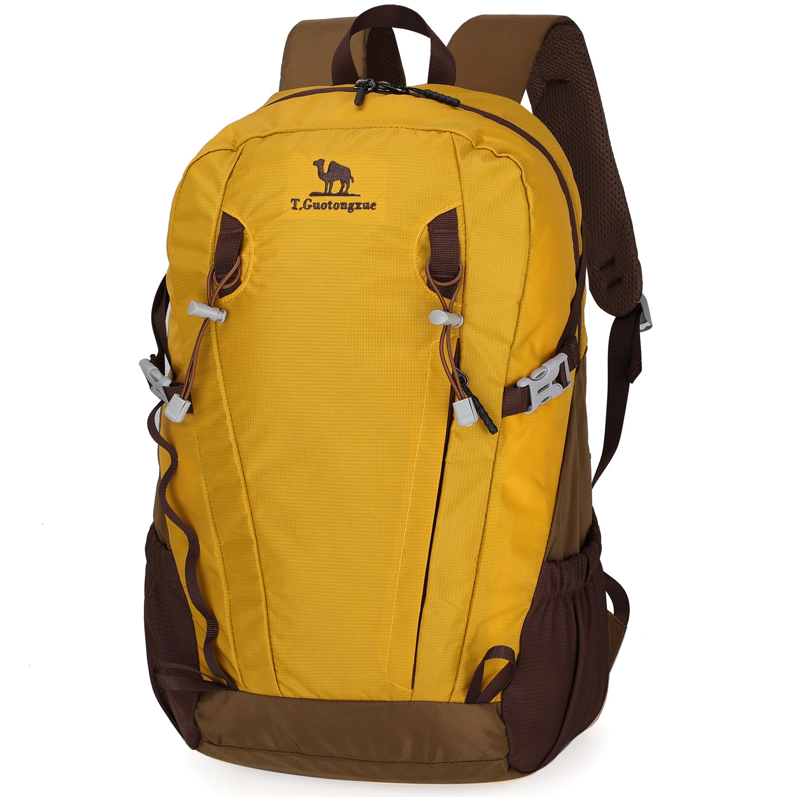 Outplea 30L Hiking backpack for Men Women, Lightweight Waterproof Outdoor Rucksack with Anti-Theft Pocket for Walking Climbing Travel, Yellow
