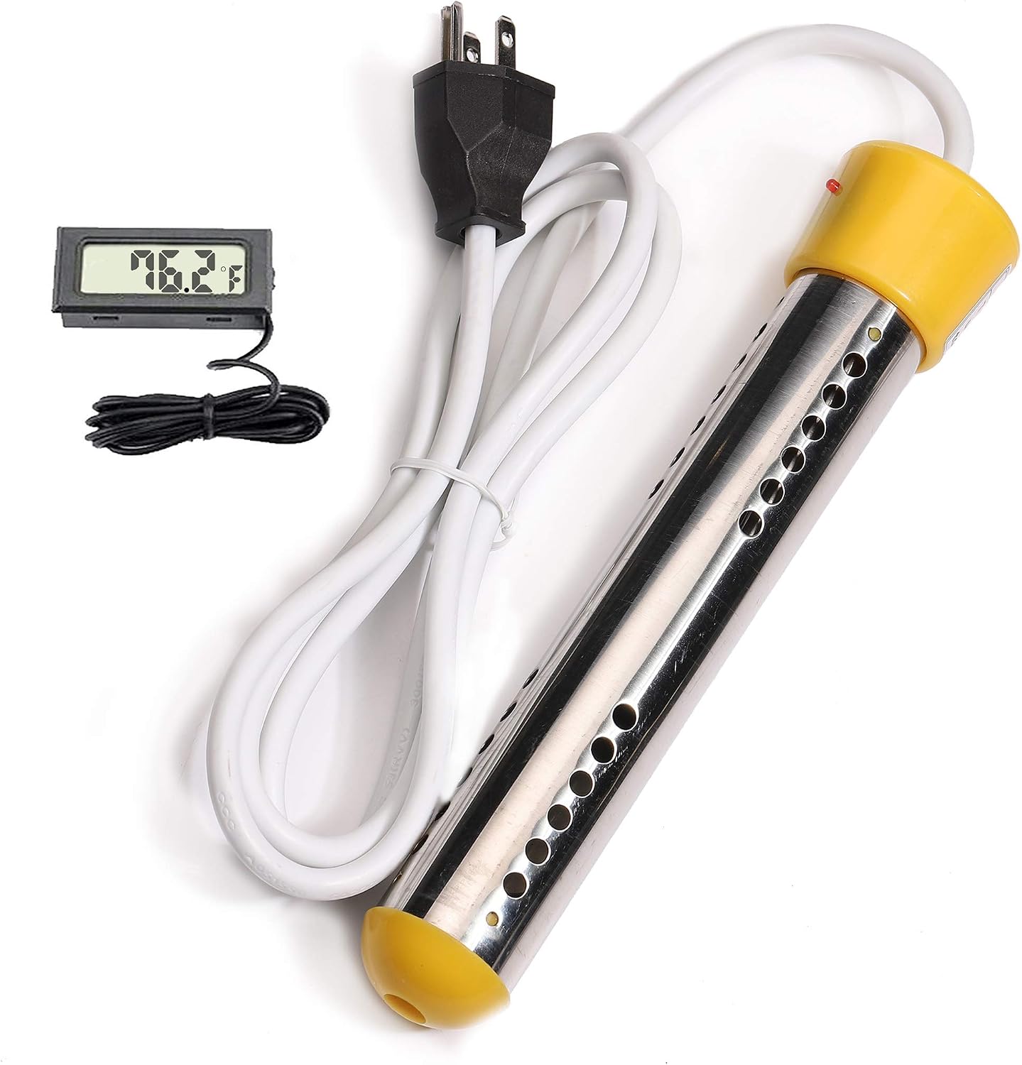CalPalmy Immersion Heater | Submersible Water Heating with Stainless-Steel Guard and Thermostat | Heats 5 Gallons of Water in Minutes | Great for Bathtub,Inflatable Pool - (FULLY IMMERSED WHILE USING)
