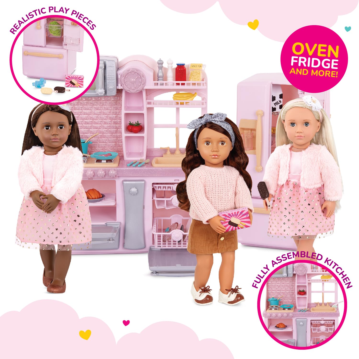 Our Generation Pink Fridge And Home Kitchen Playset Cooking