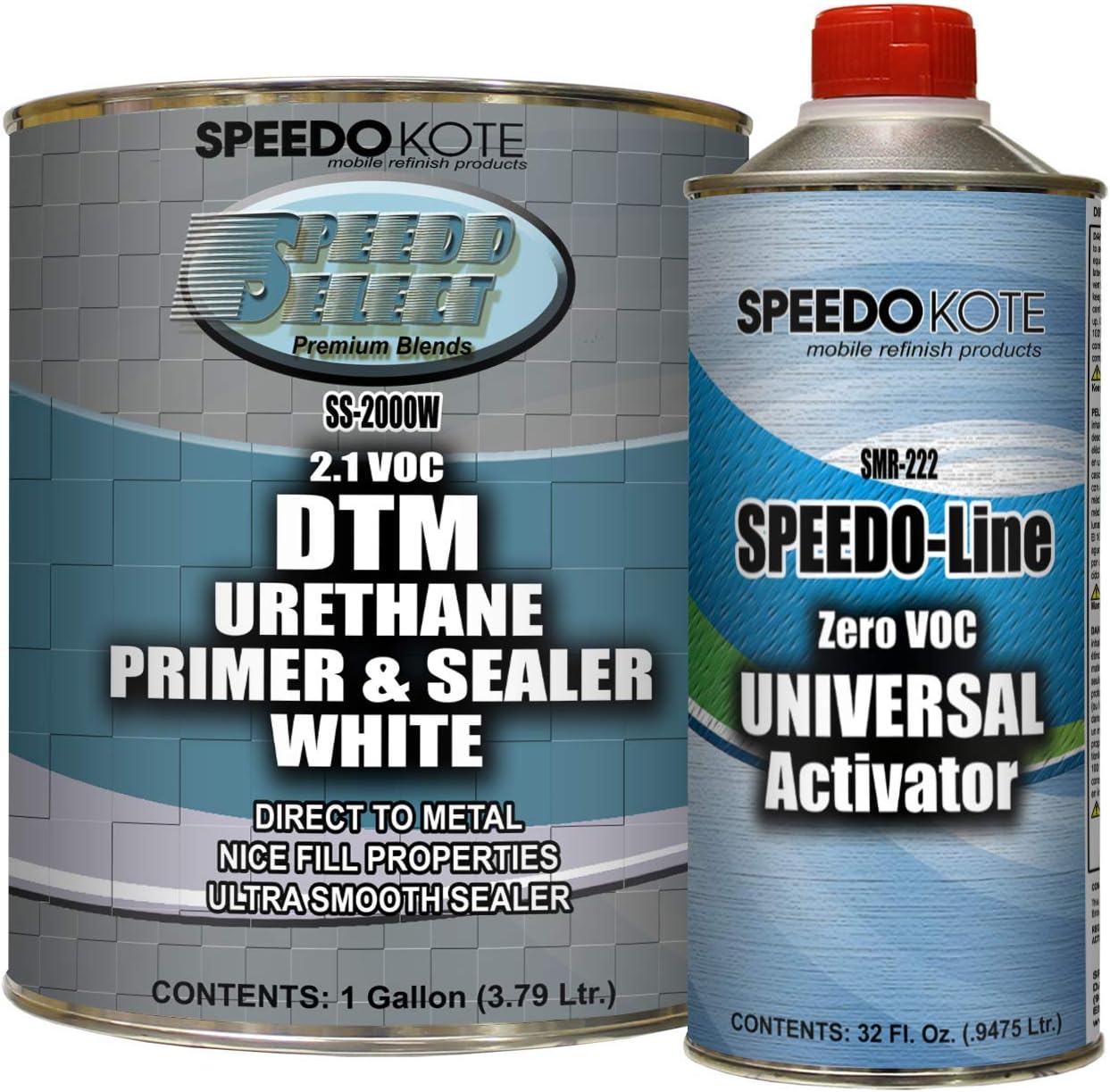 Speedokote DTM 2.1 voc White Urethane Primer & Sealer gallon kit, 4:1 mix SS-2000W/SMR-222