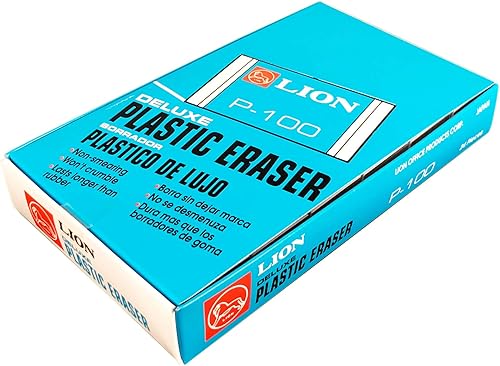 Miniatura 1 de LION Borradores de plástico blanco translúcido, 24 EABox, 1 caja (P-100)