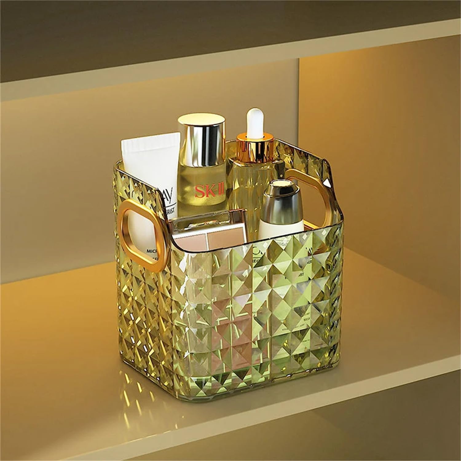 HYTTERCosmetics Makeup Organizer for Countertop of Bathroom Vanity, Skincare Storage Under The Shelf Cabinet - Stylish, Multifunctional, and Quality Storage Solution (Green Small)