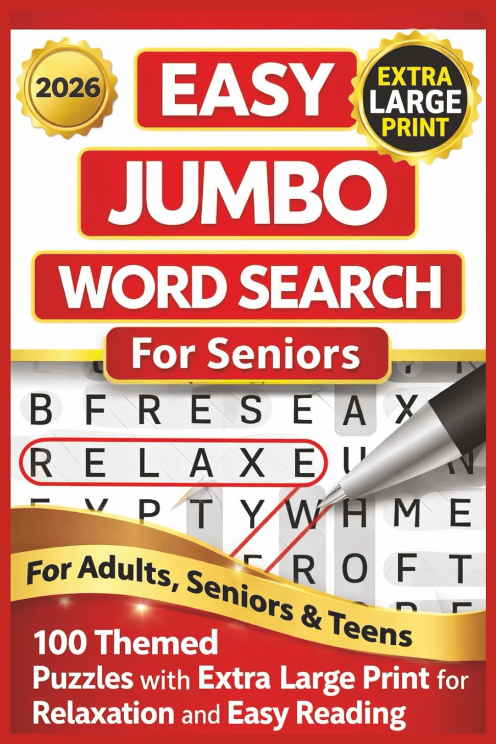 Easy Jumbo Word Search For Seniors: 100 Themed Puzzles with Extra Large Print for Relaxation and Easy Reading