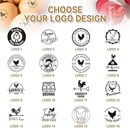 Miniatura 4 de Sellos de huevos para huevos frescos, sello personalizado de huevo de pollo con almohadilla de tinta, sello de logotipo personalizado con diseño