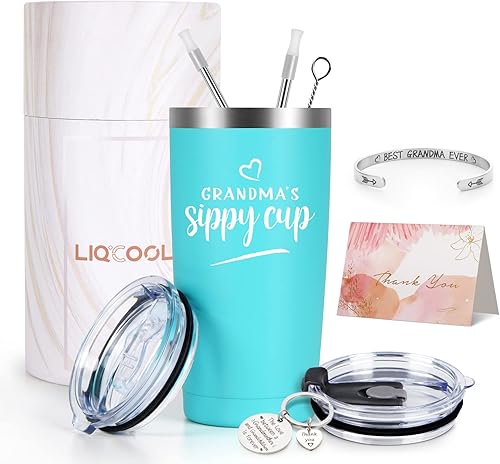 LiqCool Regalos para la abuela regalos de Navidad para la abuela de parte de nietos regalos del día de la madre para la abuela Gigi Nana taza para