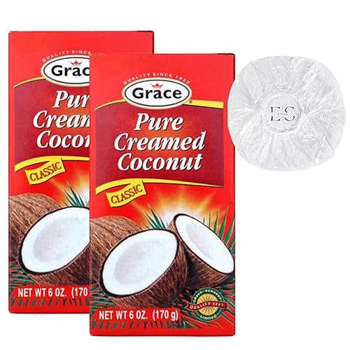Paquete de 2 grace' 100% coco crema clásico, 6 onzas cada uno + bono (1) cubierta de almacenamiento elástica