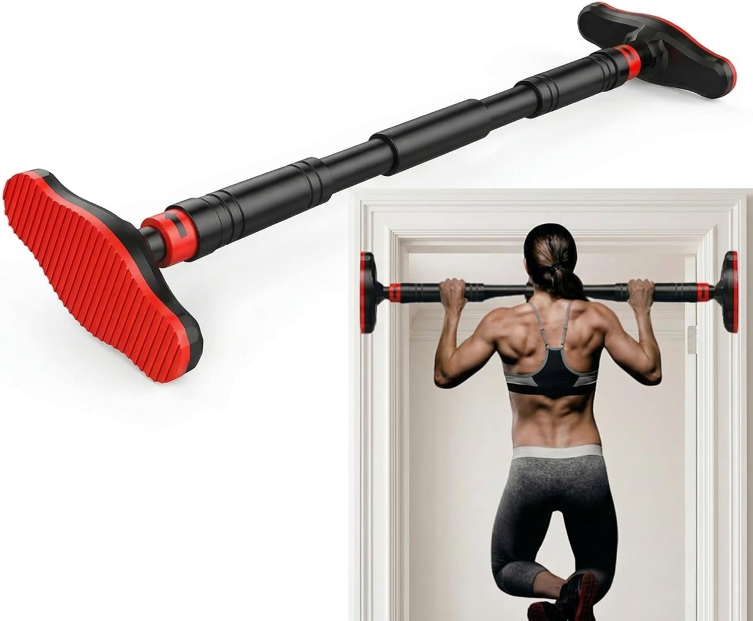 Japard Pull Up Bar for Doorway, 27"-41", No Damage, Upper Body Fitness Workout Bar, Multi-Grip Strength for Doorway, Indoor Chin-Up Bar Fitness Trainer for Home Gym Portable