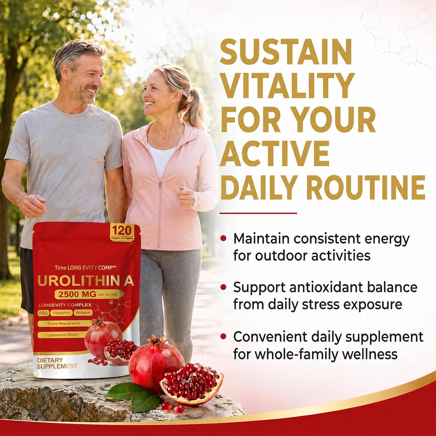 Urolithin A Supplement 2500mg with NAD+, Resveratrol, CoQ10 & PQQ, High Potency 5-in-1 Longevity Formula, Mitochondrial Support for Healthy Aging, Energy & Muscle Strength, 120 Softgels thumbnail