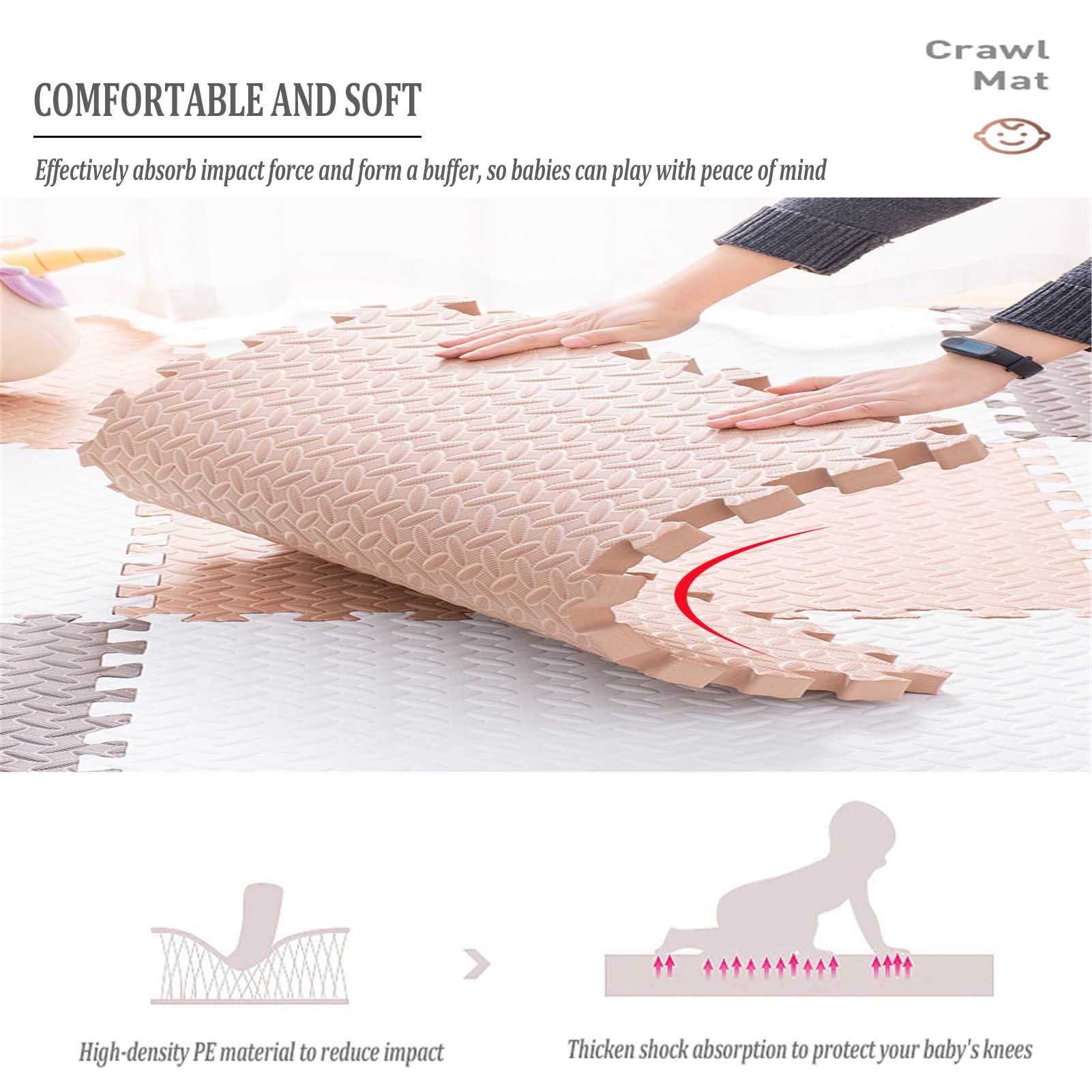 Tappetino in Schiuma per Bambini, Piastrelle in Schiuma Ad Incastro per Bambini - Protezione del Pavimento, Adatto per Palestra Area Giochi per Bambini Esercizio Yoga,Red+Brown,10