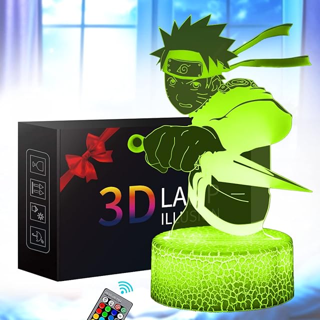 CUINIUBII 3D Anime Night Light for Kids, Illusion Light Toys with 16 Colors Changing, Birthday Festival Christmas for Boys or Girls