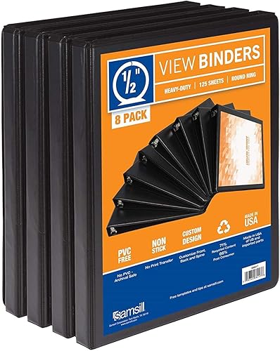 Samsill Durable - carpeta negra redonda de cartón, Negro