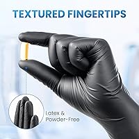 Vista 8 de Borje Guantes de nitrilo XL, 100 guantes desechables, negros, sin látex y polvo, 6 mil, examen médico, seguros para alimentos, cocina, mecánicos
