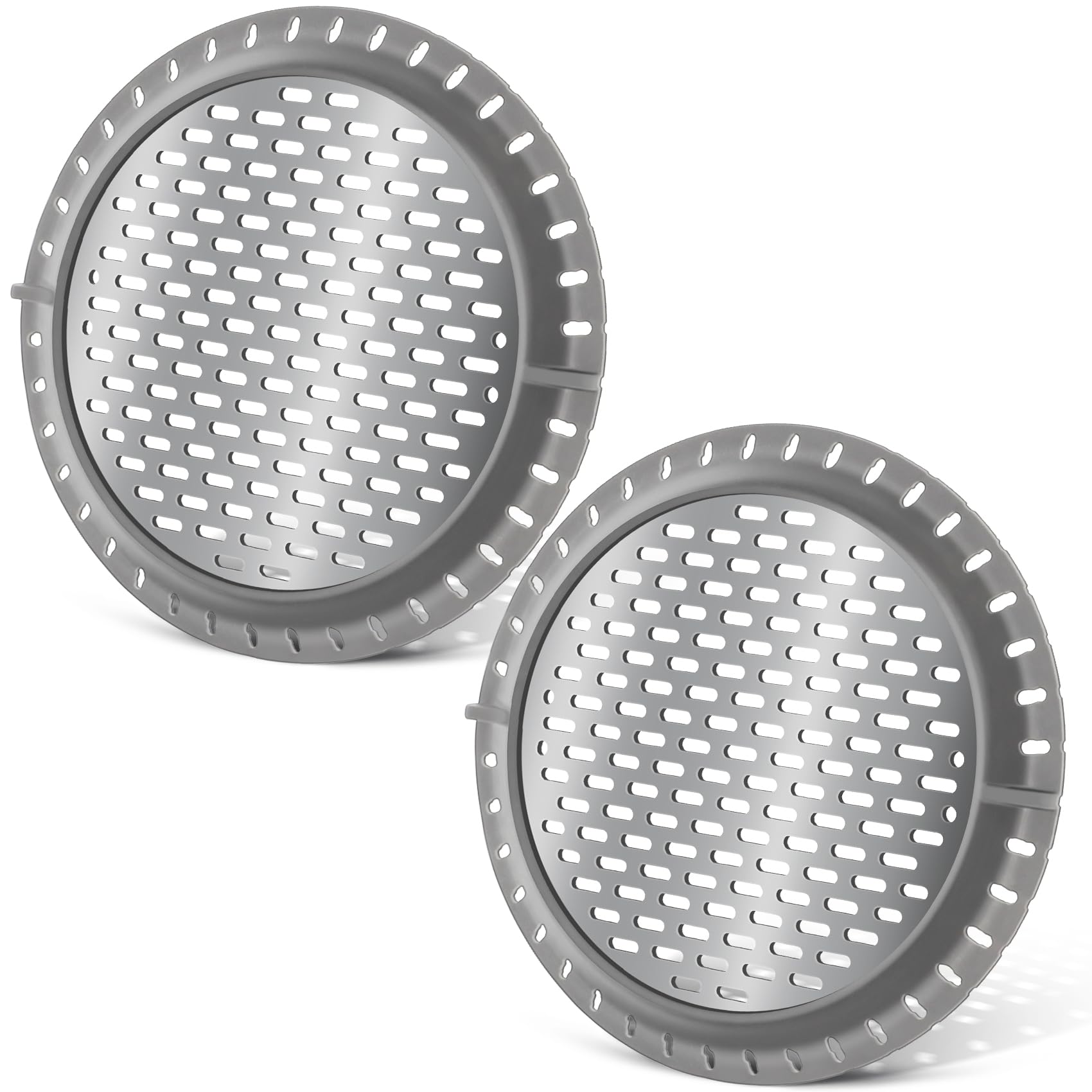 Shower Drain Hair Catcher, 2 PCS Stainless Steel Bathroom Sink Drain Strainer 5" Round Shower Drain Cover with Silicone Rim Filter Hair Drain Catcher