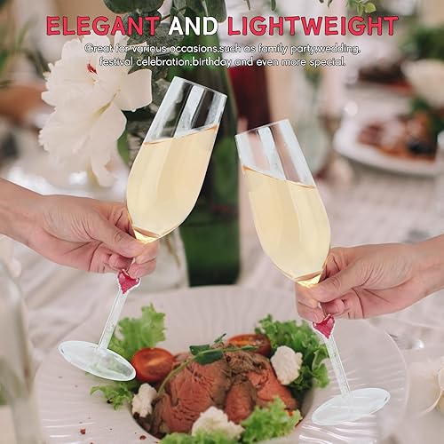 Miniatura 6 de sugarchef Copas de champán, 2 piezas elegantes de tallo largo rellenas con cristales, copas de vino para el hogar, boda, fiestas, aniversario