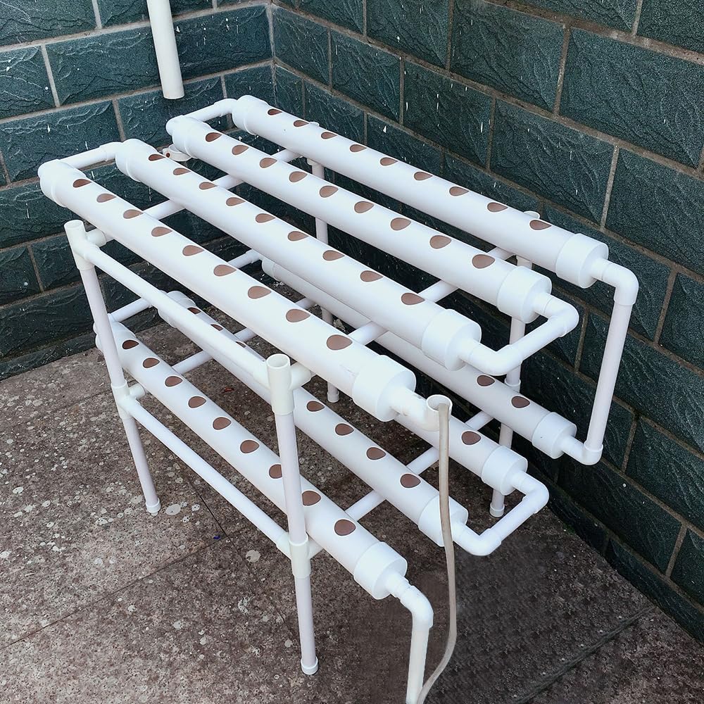 72-Hole Hydroponic Grow Kit 2 capas Planta PVC s hidropónicos de cultivo hidropónico de dos capas para casa, balcón, jardín, balcón, balcón, balcón, principio de flujo de agua