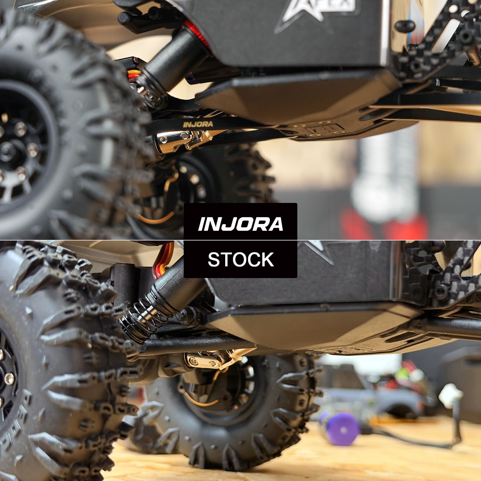 INJORA Collegamenti del telaio in ottone ad alta distanza con rivestimento nero per 1/18 Redcat Ascent-18 APEX