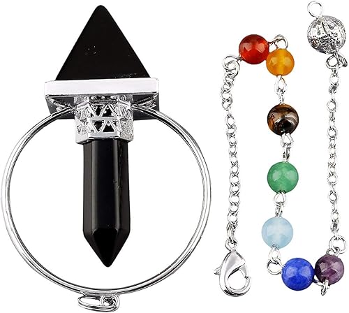 Miniatura 3 de TUMBEELLUWA Cristal curativo Cuarzo 7 Chakra Péndulo Dowsing Piedra Reiki