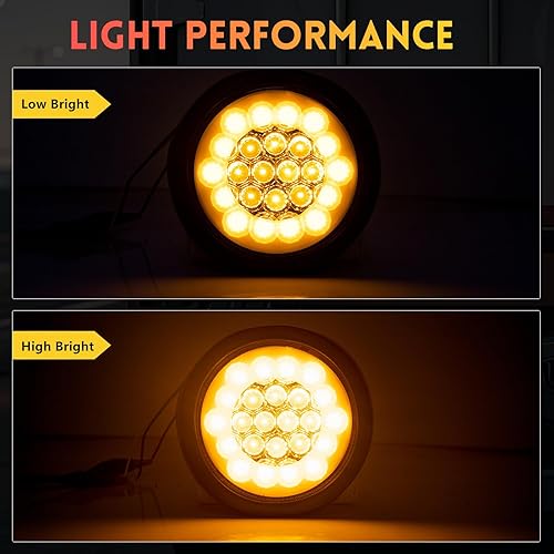Miniatura 9 de Luces traseras LED redondas de 4 pulgadas, luces de freno de freno rojas, 24 LED con ojales de goma sellados, impermeables, para camión, caravana,