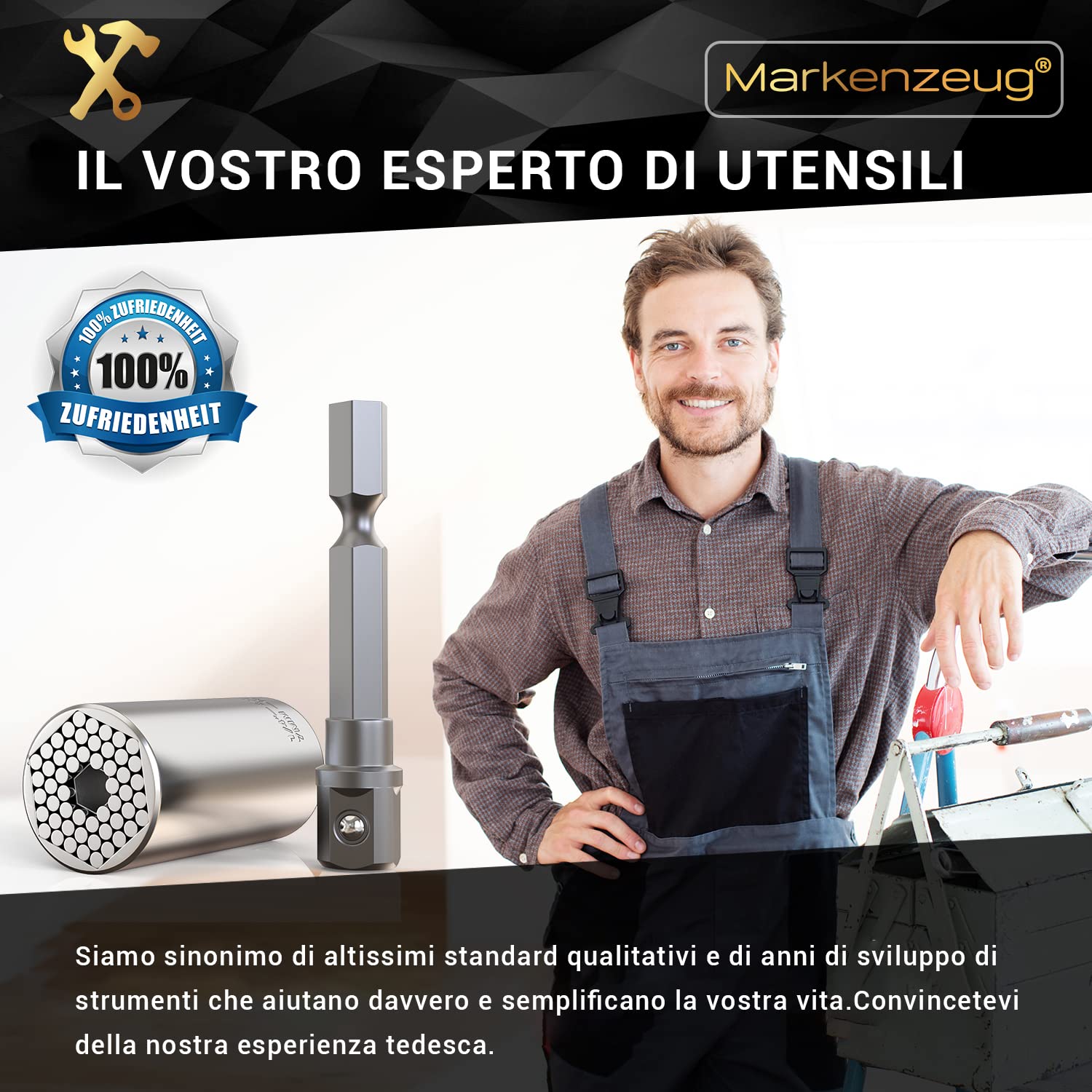 L’ORIGINALE Chiave universale premium I Design migliorato 2021 I Chiave a tubo universale I Chiave multifunzione I Riparazione attrezzi 7-19 mm con adattatore