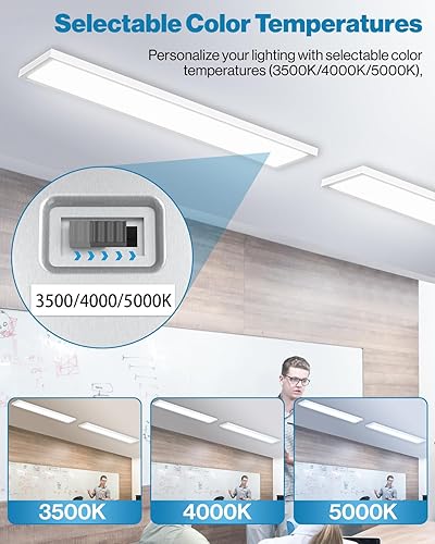 Miniatura 4 de Sunco Lighting Paquete de 6 luces LED de panel plano de 1x4, CCT doble seleccionable 3500K4000K5000K y potencia seleccionable 30W40W46W, 5700LM,