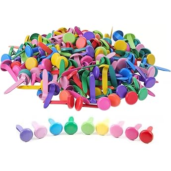 Pattern Bag Clips Pattern Clips Round Head Clips Colourful Mini Brads Pattern Bag Clip Letter Clips Split Pins Scrapbooking Brads for Office Paper Crafts DIY Pack of 100