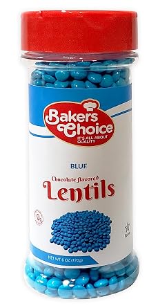 Bakers Choice Chocolate Candy - Candy Coated Chocolate - Blue Candy Chocolate Lentils - Dairy Free, Kosher 6 oz.