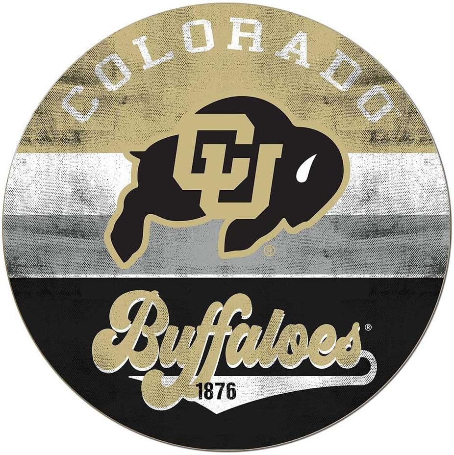 KH Sports Fan Colorado Buffaloes Multi-Color Retro Circle Sign, 20x20 Inches, Buffaloes Decor for Dorm Room, Bedroom, Fan Cave, Living Room; Display Your Team Spirit with This Unique Colorado (Boulder) Buffaloes Wall Art