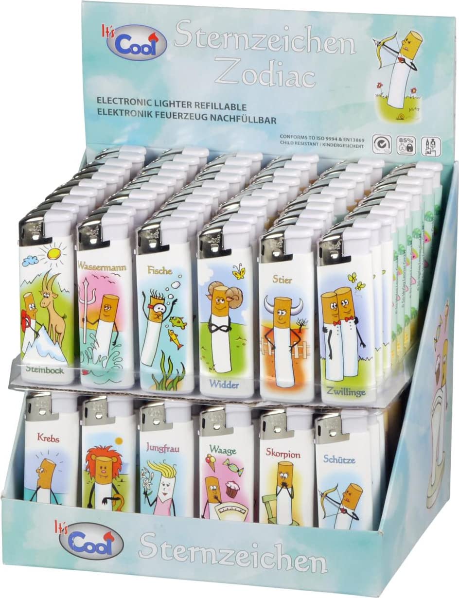 Simoneto Reusable Piezo Lighter Zodiac Signs Cigarette Plastic Pack of 120