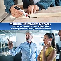 Vista 6 de Thenshop 60 Pcs Jumbo Permanent Markers Bulk 10mm Chisel Tip Black Thick Permanent Markers Set Waterproof Jumbo Marker for Industrial Use Work on