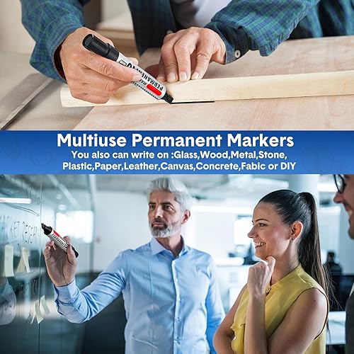 Miniatura 6 de Thenshop Juego de 60 marcadores permanentes gigantes a granel con punta de cincel de 0.394 pulgadas (0.394 in), juego de marcadores permanentes