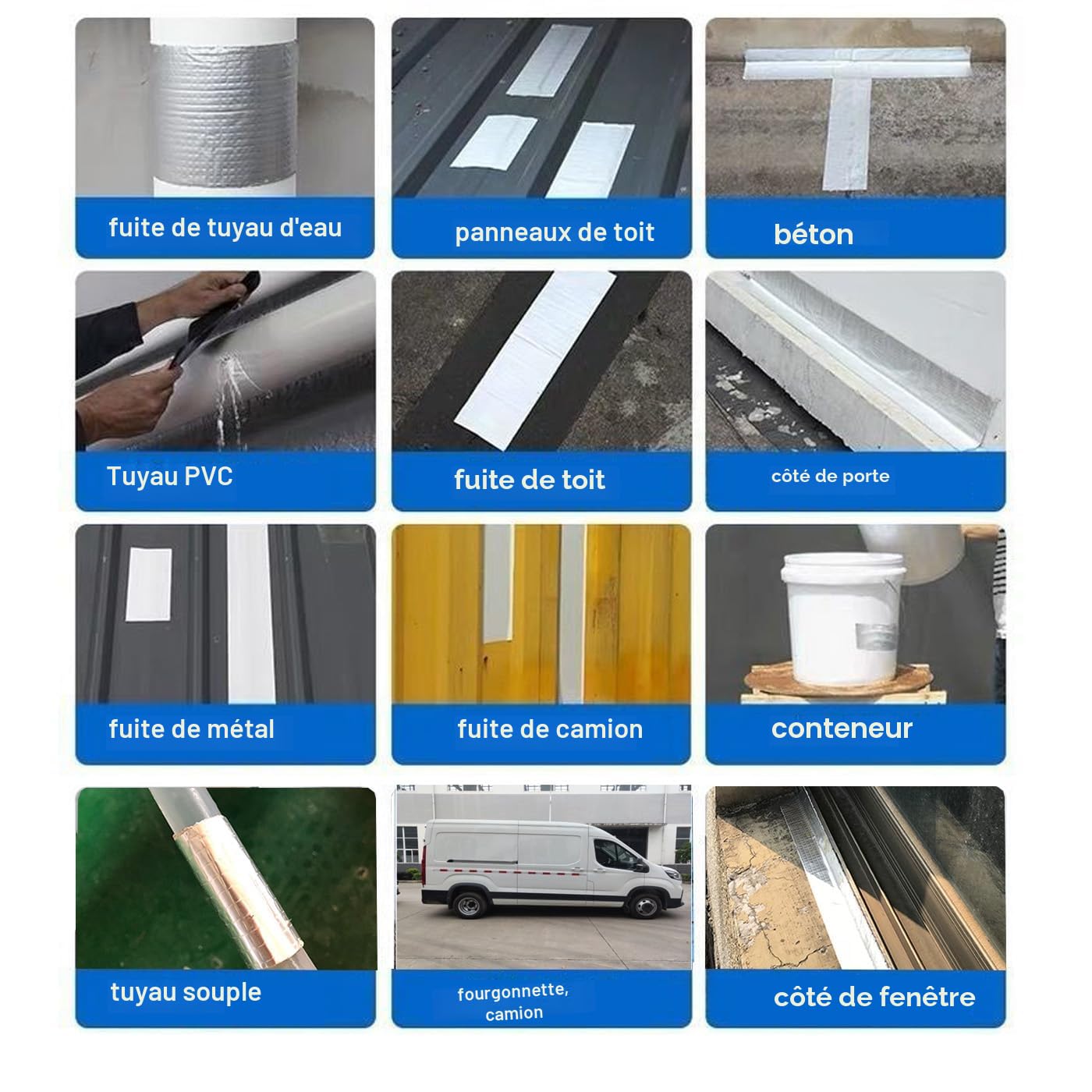 Ruban d'étanchéité en butyle aluminium pour fuites bateau toit camping-car