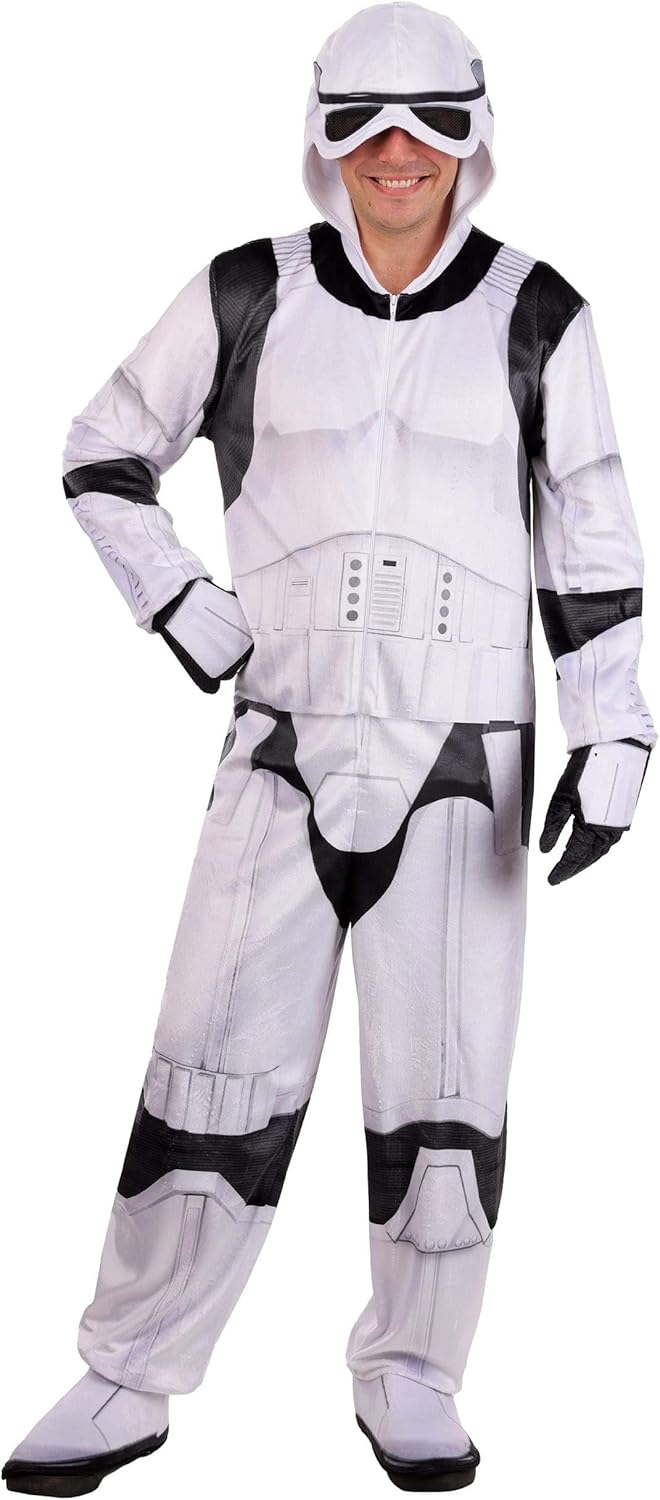 Adult Deluxe Star Wars Stormtrooper Costume | Hooded Jumpsuit with Attached Gloves and Shoe Covers