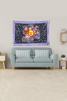 Ontheclouds Mor Güneşve Yıldız Leke Tutmaz Kadife Kumaş Duvar Örtüsü Duvar Halısı Tapestry, 35 x 50