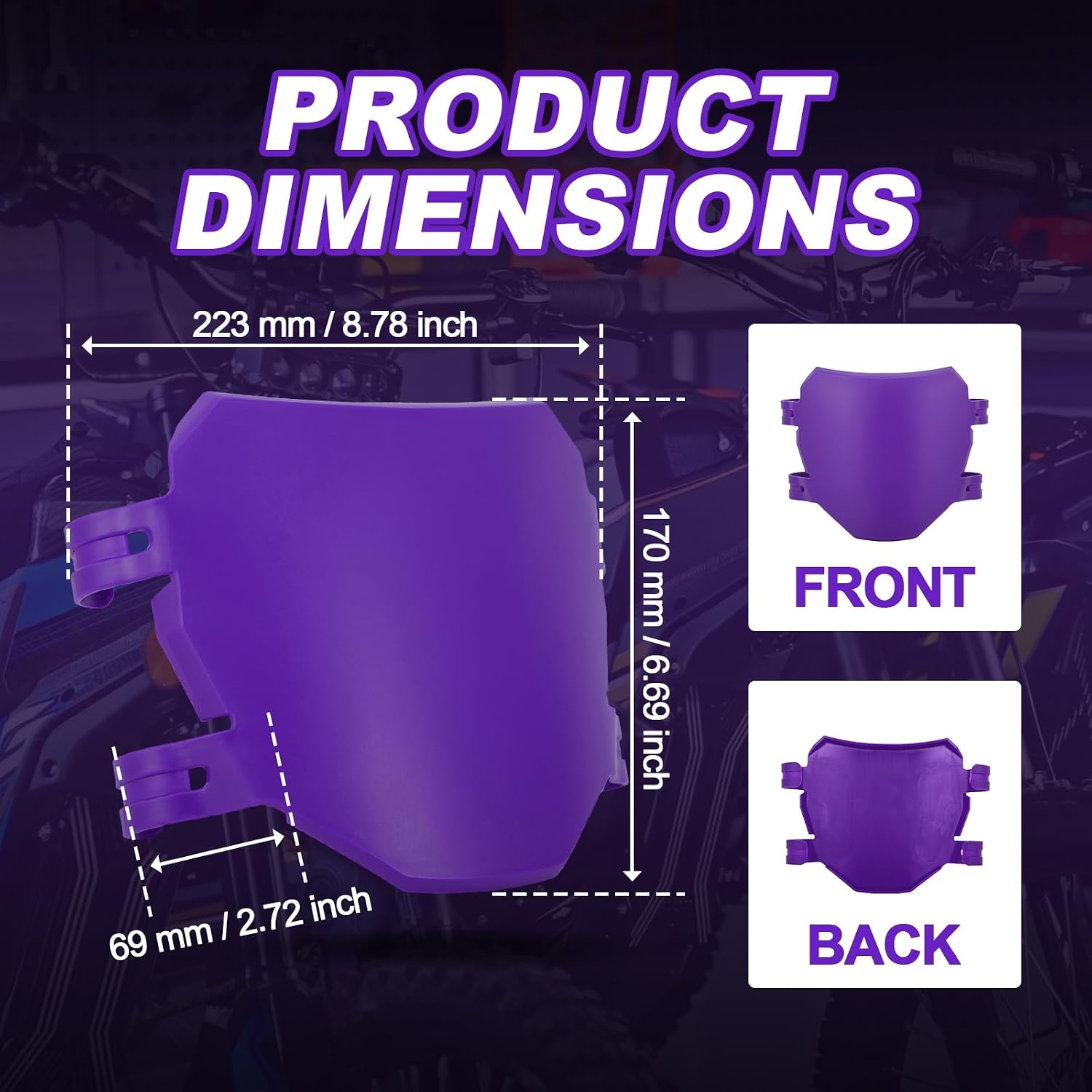 Electric Dirt Bike Front Number Plate for Sur Ron S/X LBX, Talaria Sting MX3 MX4 MX5, Talaria XXX, E-Ride Pro, Ridstar Q20, Tutti Soleil 01, Front Cable Guard Cover (B - Purple) image 5
