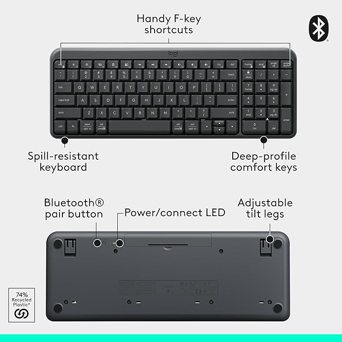 Combo Teclado y Mouse Inalámbrico Logitech MK250 Bluetooth G miniatura 8