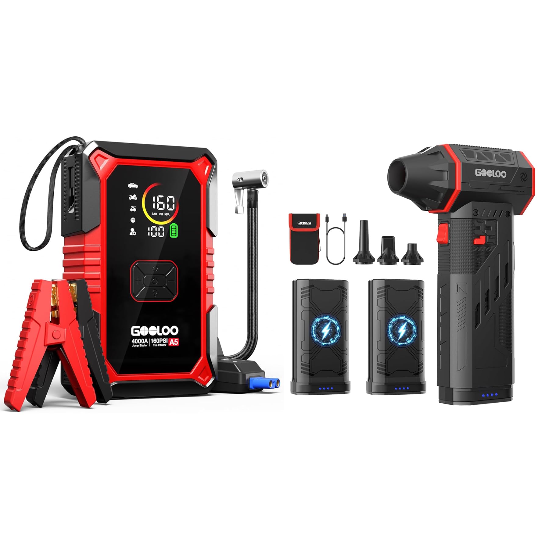 GOOLOO A5 Jump Starter with Air Compressor F5 Compressed Air Duster