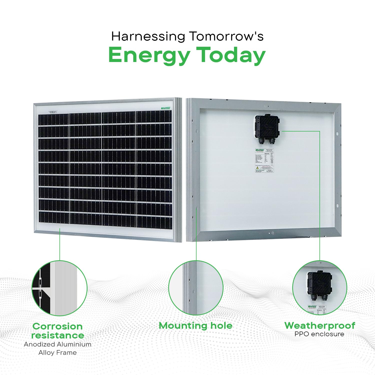 WAAREE WAREE 60 Watt Monocrystalline Solar Panel || High-Efficiency Solar Solution for Home and Business || Energy System for Home, RV, and Off-Grid Applications || Durable, Space-Saving || Pack of 1 - Image 7 thumbnail