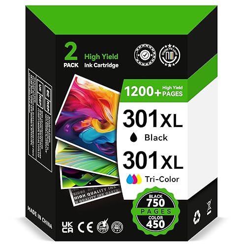 301XL Druckerpatronen Kompatibel für Original HP 301 Druckerpatronen Multipack, 301 XL Schwarz/Farbe | 750/450+ Seiten für Envy 4500 4504 5530 5534 DeskJet 2540 2544 2549 OfficeJet 2620 2622 4630 4632